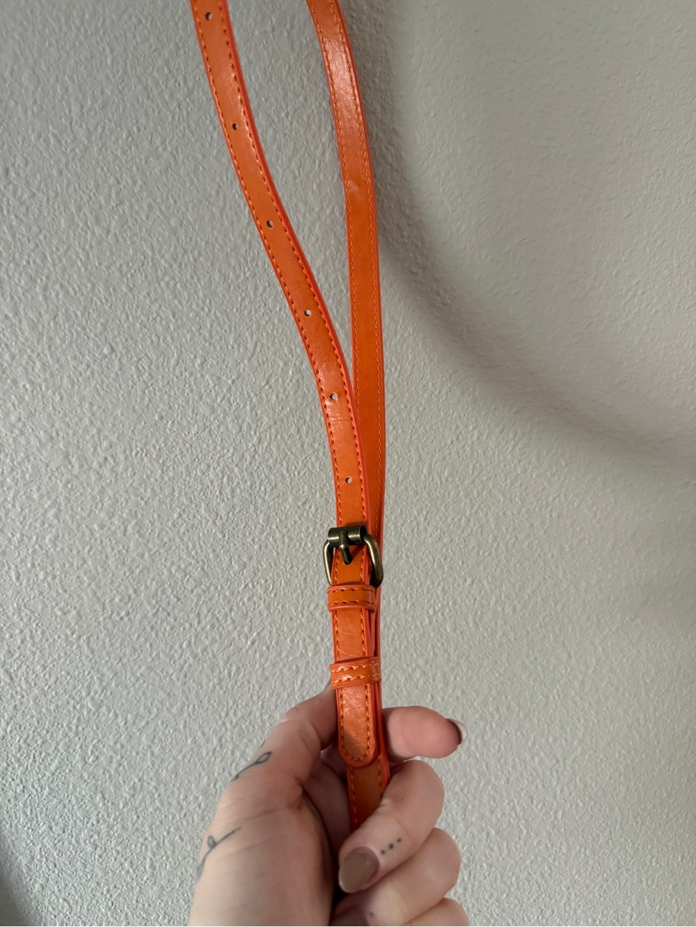 Compact Orange Leather Crossbody Purse - Picture 5 of 5